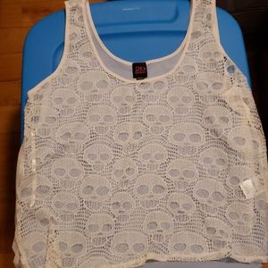 Skull lace tank top (white)